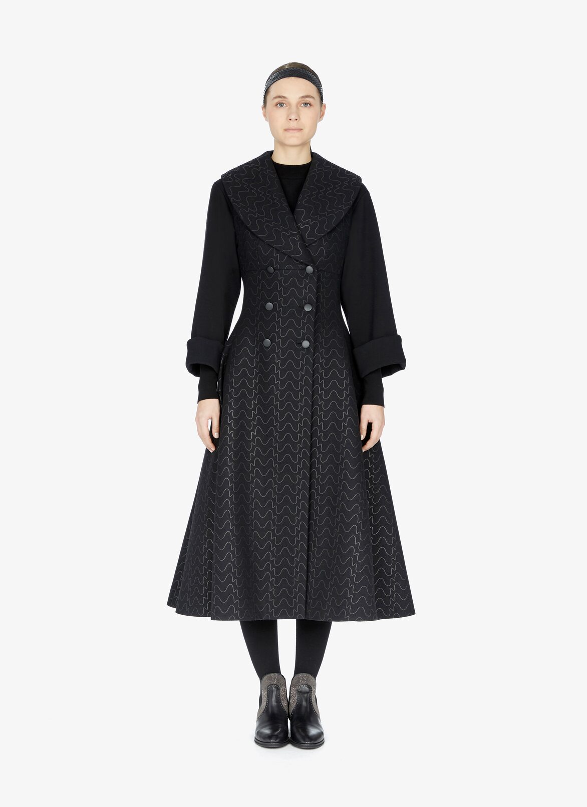 SLEEVELESS COAT DRAP FILIGRANE LUX BLACK/BLACK ALAÏA BLACK/BLACK SLEEVELESS COAT DRAP FILIGRANE LUX BLACK/BLACK